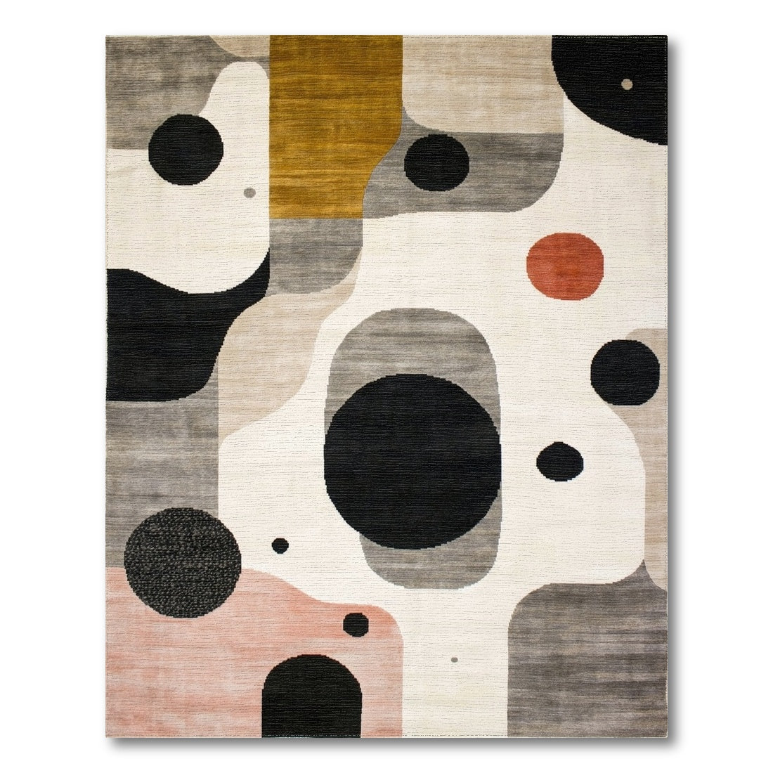 Abstract Geometric Area Rug in Neutral Tones