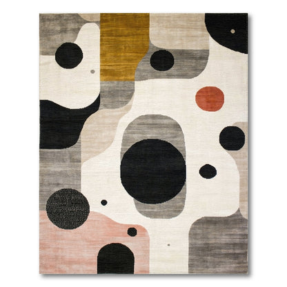 Abstract Geometric Area Rug in Neutral Tones
