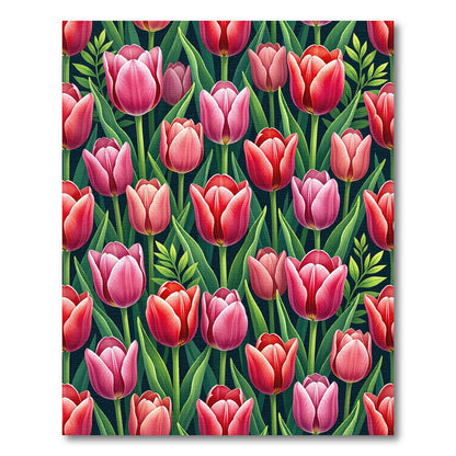 Pink Red Tulip Garden Harmony Rug