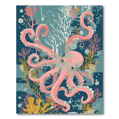 Coral Pink Octopus Ocean Coral Rug