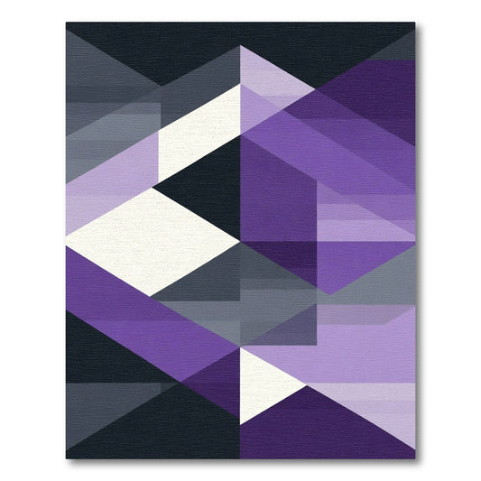 Geometric Purple and Gray Abstract Rug