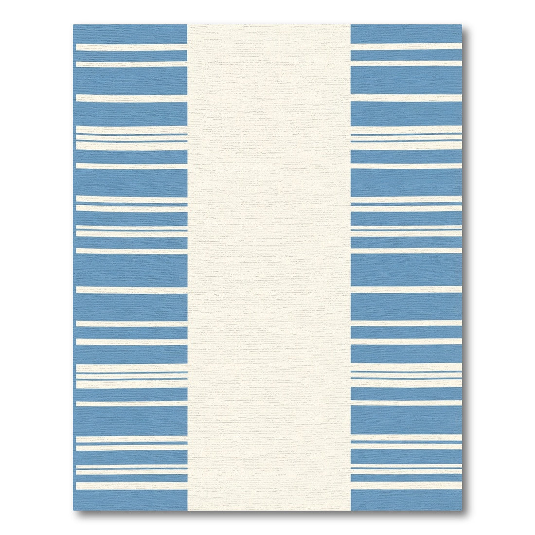 Coastal Blue White Striped Border Rug