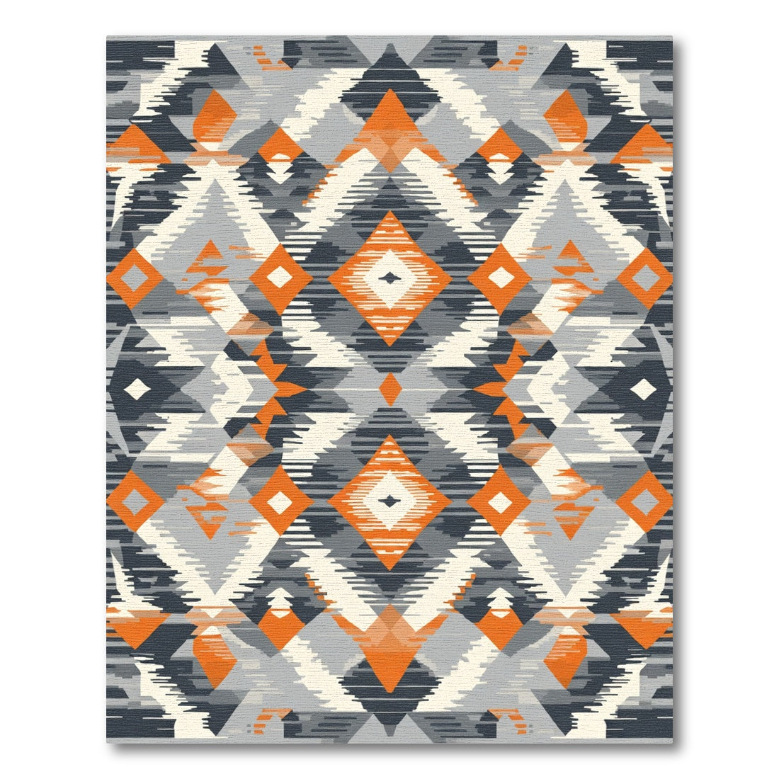 Orange Gray Neutral Diamond Tribal Rug