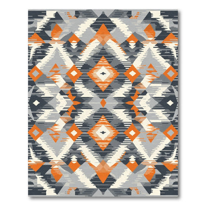 Orange Gray Neutral Diamond Tribal Rug