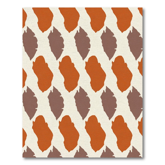 Terracotta Walnut Abstract Leaf Pattern Rug
