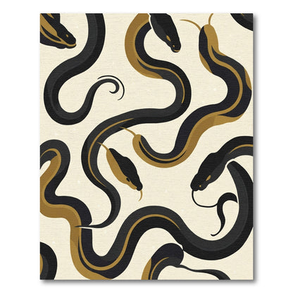 Serpentine Black Gold Snakes Cream Rug
