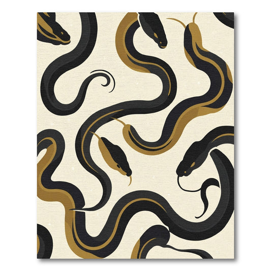 Serpentine Black Gold Snakes Cream Rug