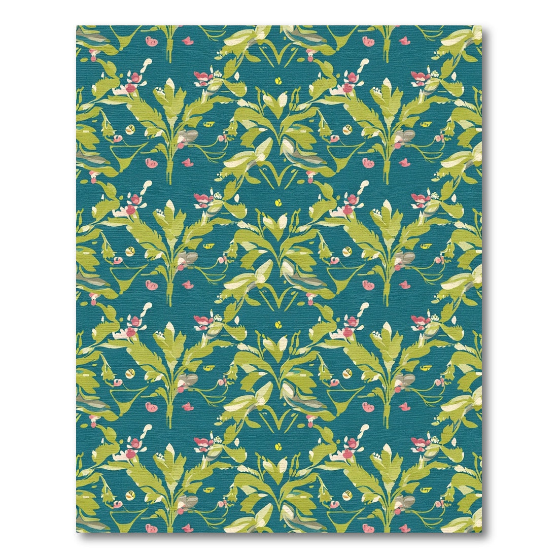 Teal Floral Botanical Garden Rug