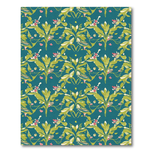 Teal Floral Botanical Garden Rug