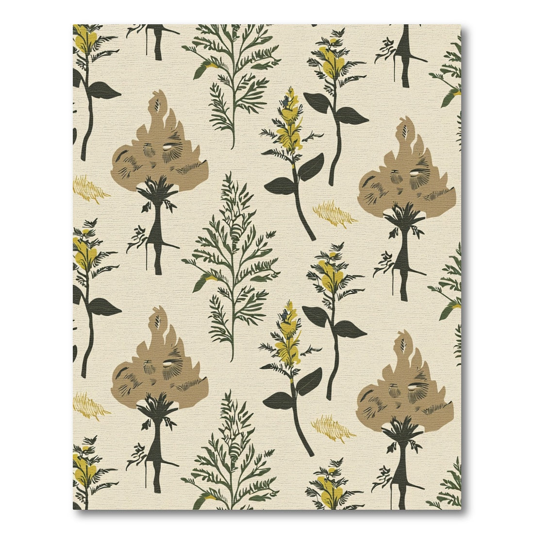 Earthy Sage Green Botanical Bloom Rug