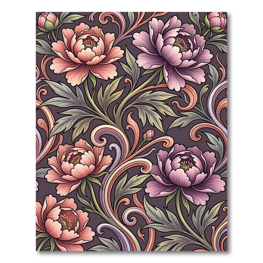 Ornate Peony Swirl Floral Rug