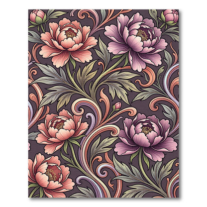 Ornate Peony Swirl Floral Rug