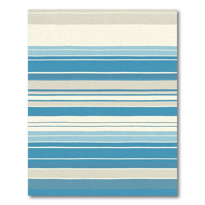 Coastal Blue Striped Horizontal Rug
