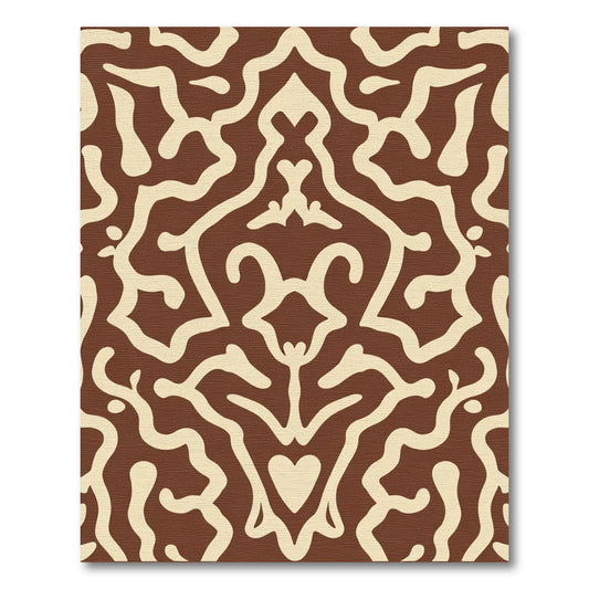 Brown Cream Organic Curving Amorphous Rug