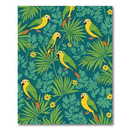 Tropical Parrot Collage Blue Green Rug