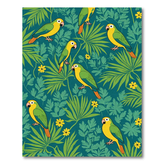 Tropical Parrot Collage Blue Green Rug