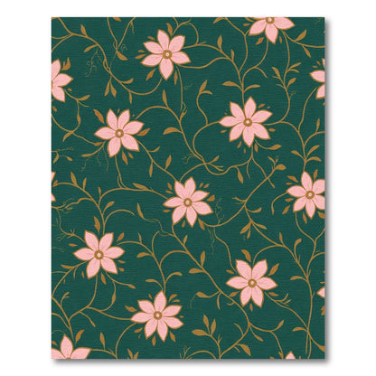 Pink Blossom Vine Emerald Cover Rug