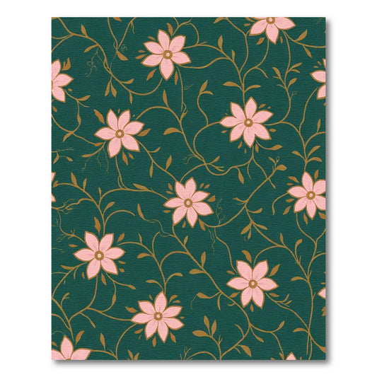 Pink Blossom Vine Emerald Cover Rug