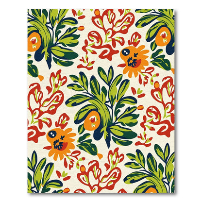 Bold Orange Abstract Floral Leaves Rug