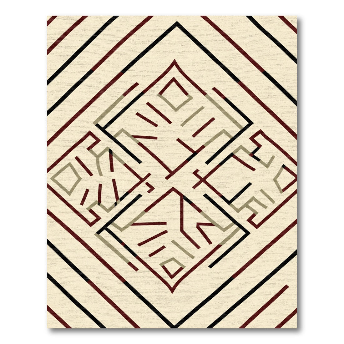 Abstract Diamond Lines Cream Rug