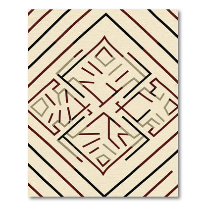 Abstract Diamond Lines Cream Rug