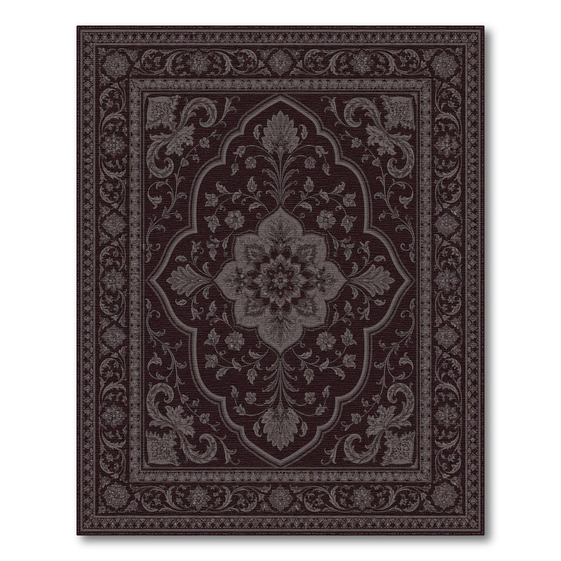 Red Deep Red Persian Floral Medallion Area Rug