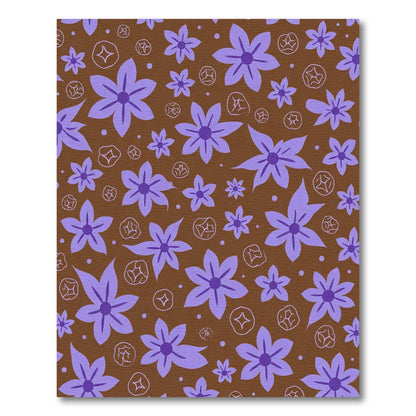 Purple Floral Whimsical Brown Background Rug