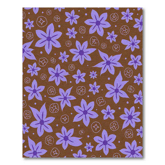 Purple Floral Whimsical Brown Background Rug
