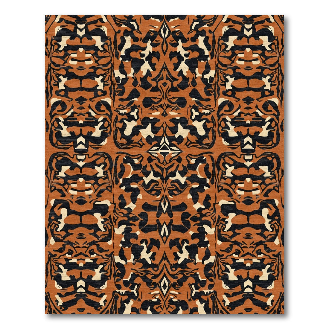 Burnt Orange Black Cream Abstract Organic Rug