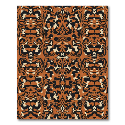 Burnt Orange Black Cream Abstract Organic Rug
