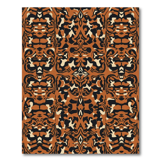 Burnt Orange Black Cream Abstract Organic Rug