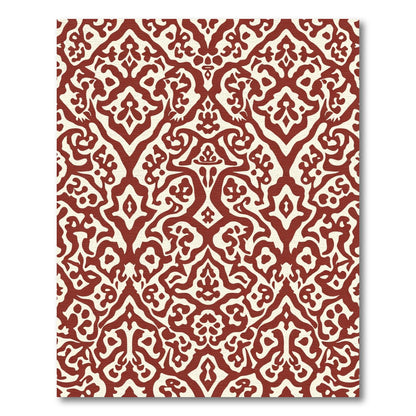 Crimson Cream Traditional Scrolling Damask Rug