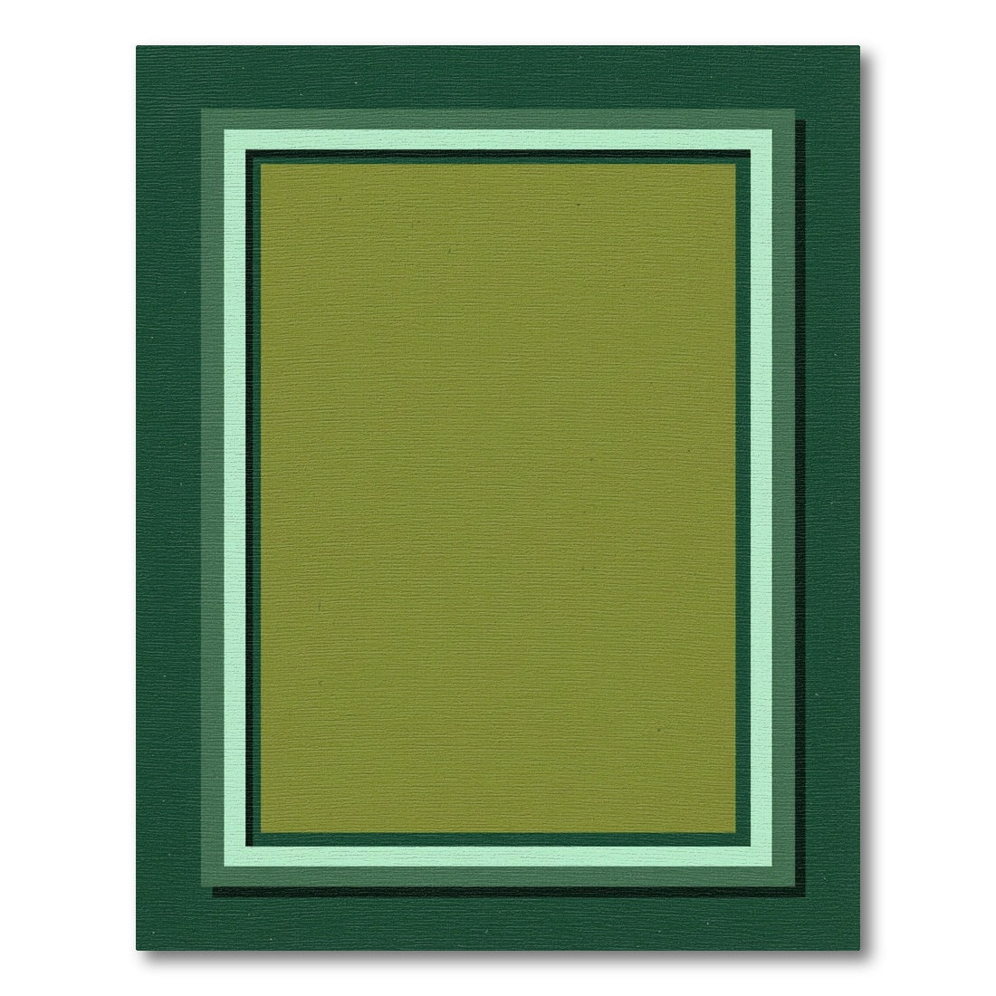 Green Layered Rectangular Border Rug