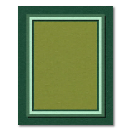 Green Layered Rectangular Border Rug