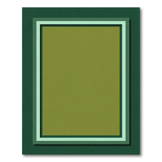 Green Layered Rectangular Border Rug
