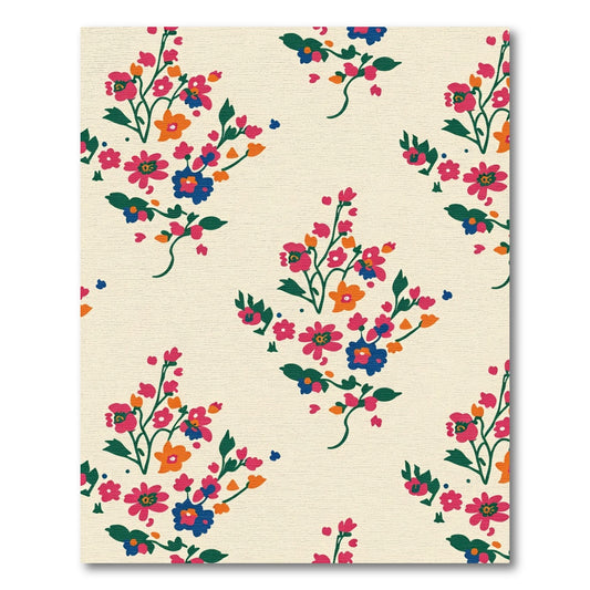 Vibrant Coral Blue Garden Sprigs Rug