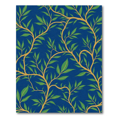 Deep Blue Jade Leaf Vine Rug