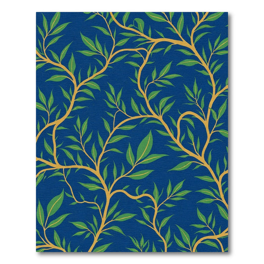 Deep Blue Jade Leaf Vine Rug