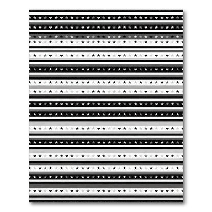 Black White Striped Stars and Hearts Area Rug