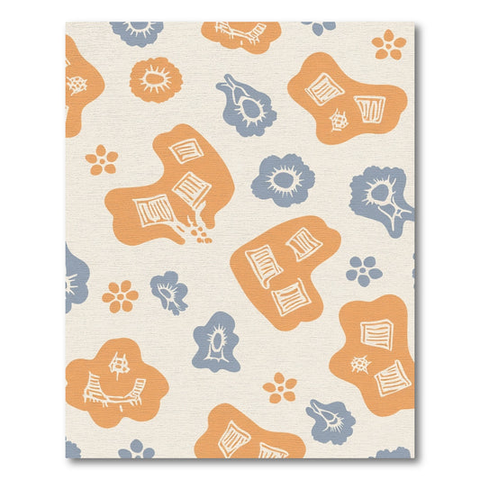 Amber Blue Mid Century Abstract Shapes Rug