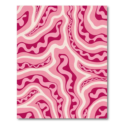 Retro Pink Swirl Waves Rug