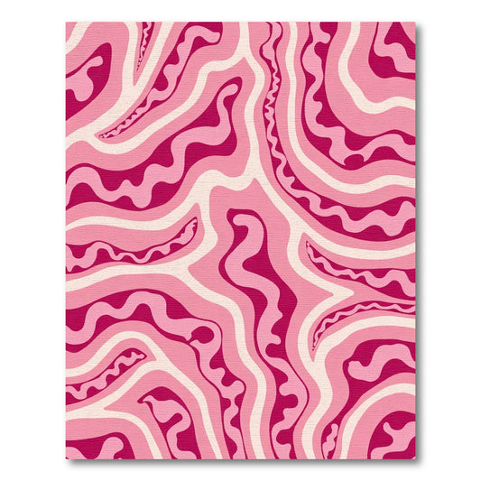 Retro Pink Swirl Waves Rug