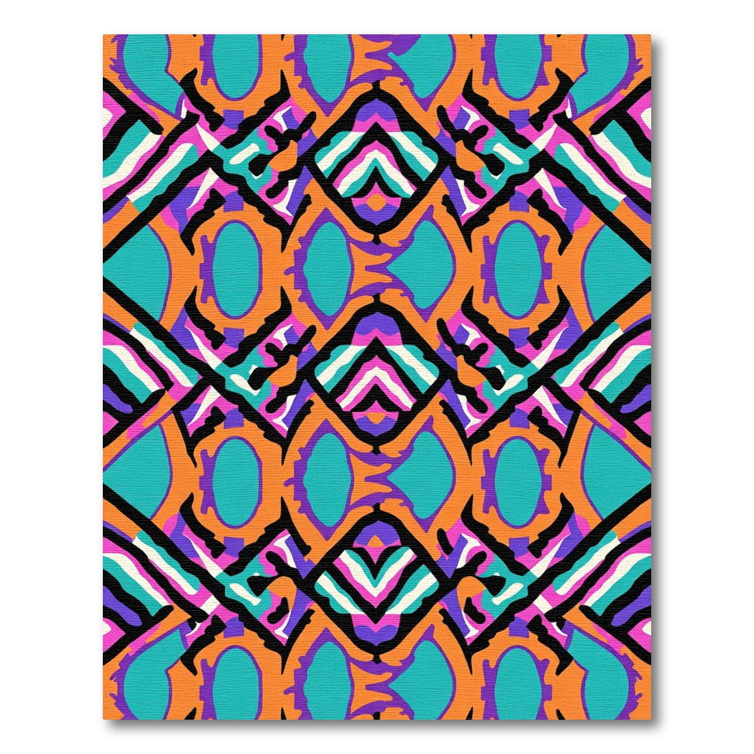 Bold Orange Teal Geometric Zigzag Rug