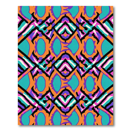 Bold Orange Teal Geometric Zigzag Rug