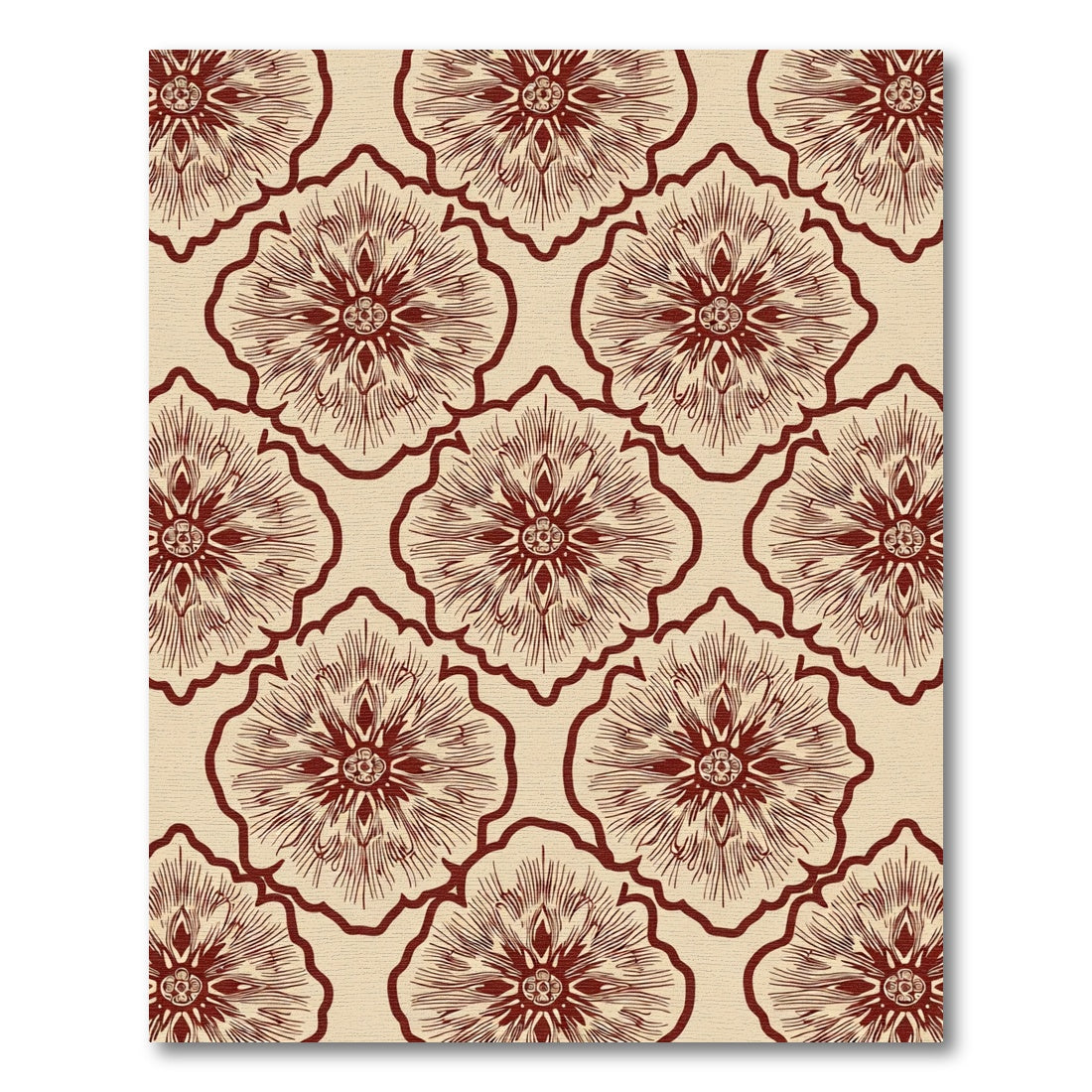 Rich Burgundy Floral Medallion Rug