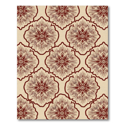 Rich Burgundy Floral Medallion Rug