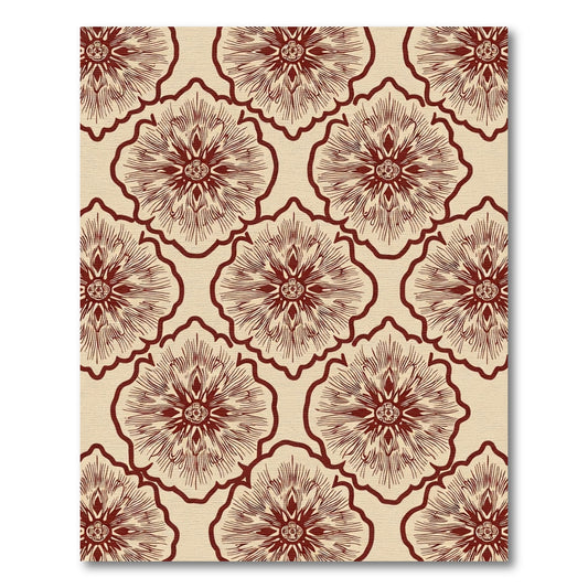 Rich Burgundy Floral Medallion Rug