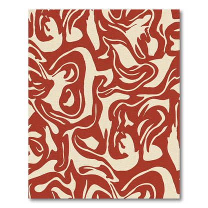 Crimson Abstract Swirl Organic Rug