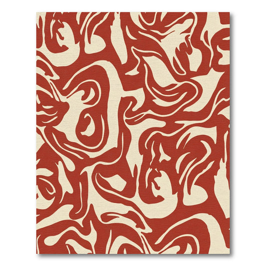 Crimson Abstract Swirl Organic Rug