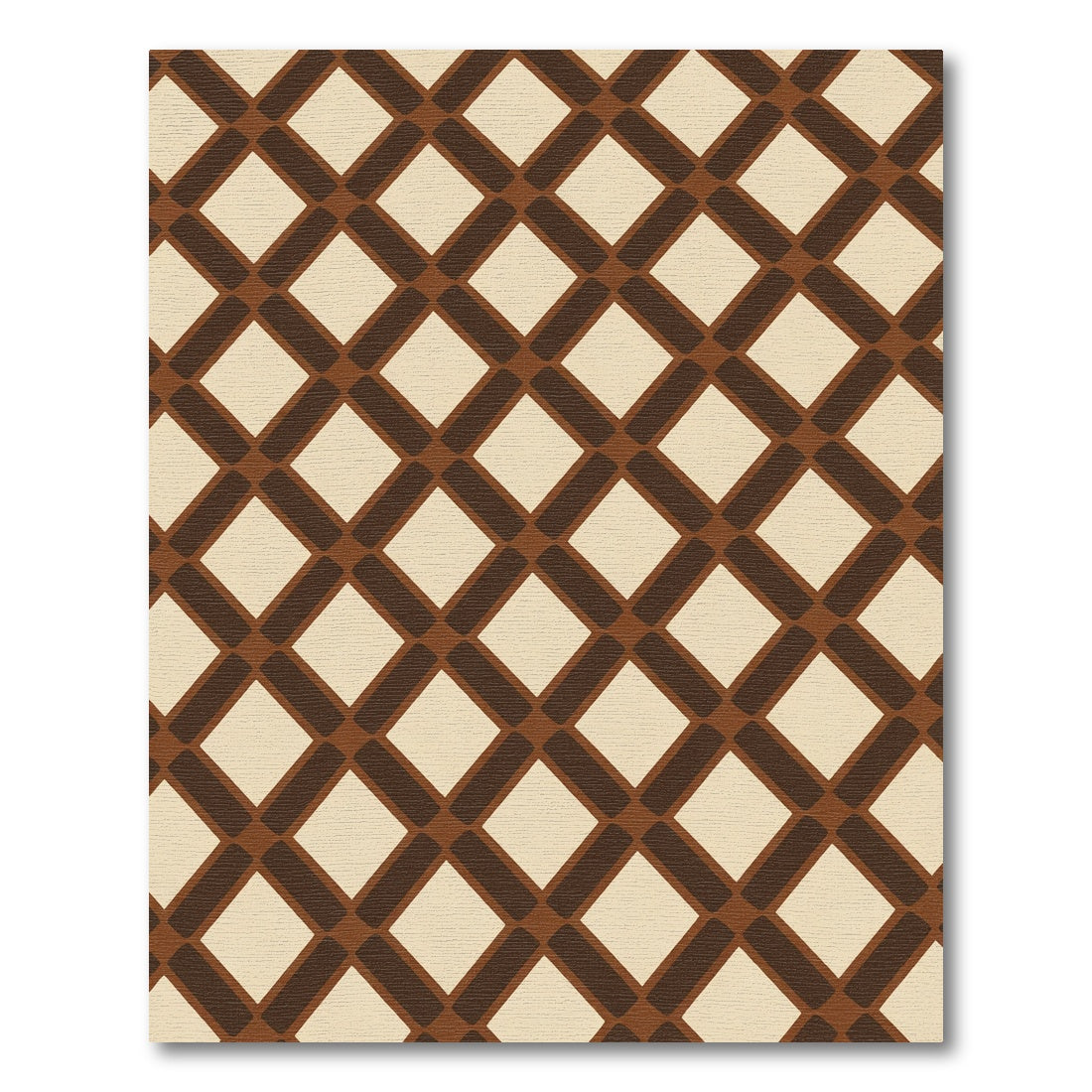 Chocolate Cream Lattice Diamond Rug